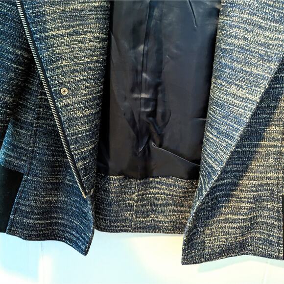 Karen Millen Navy Tweed Zip Up Jacket Size US 6 - Picture 6 of 10